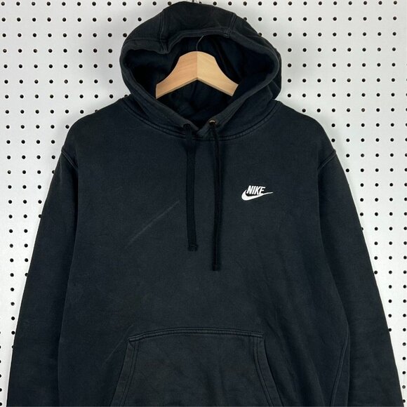Nike‎ Sportswear NSW Black Hoodie Sweatshirt Size Medium Swoosh Logo Y2K Goth - Picture 1 of 6
